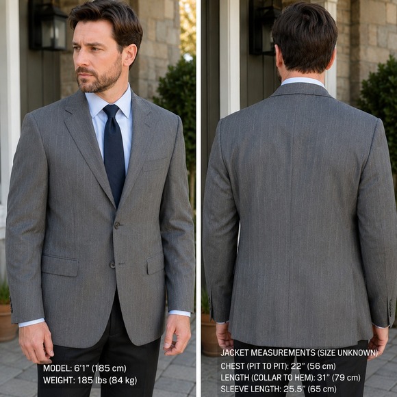 Paul Dione Other - Paul Dione Mens Grey Pinstripe Pure Virgin Wool 3 Button Blazer Jacket Canada 44